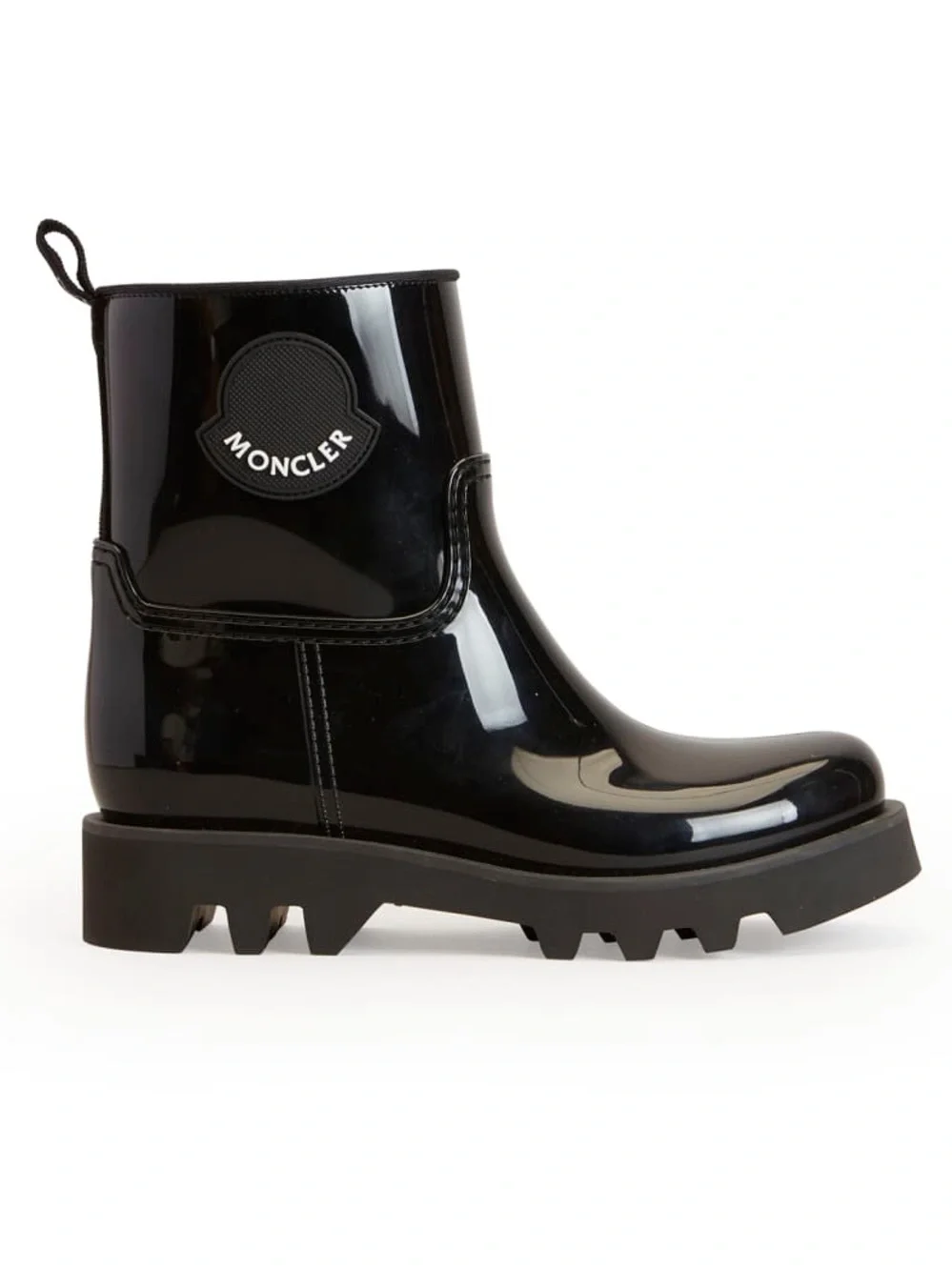 Moncler Ginette Waterproof Rubber Rain Boots Black 39 Like New Designer Lug Sole